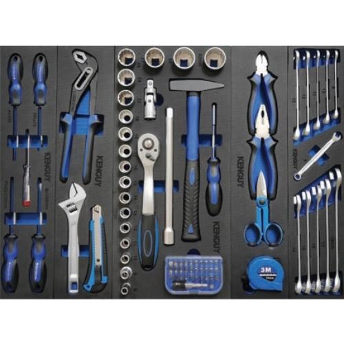KENGUY 77 PIECE 5-TRAY CANTILEVER METAL TOOL SET - BLACK & BLUE